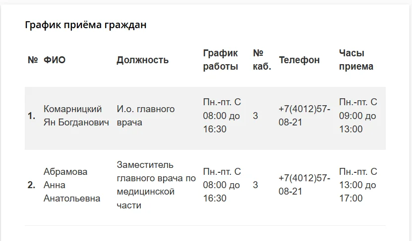 График приёма граждан